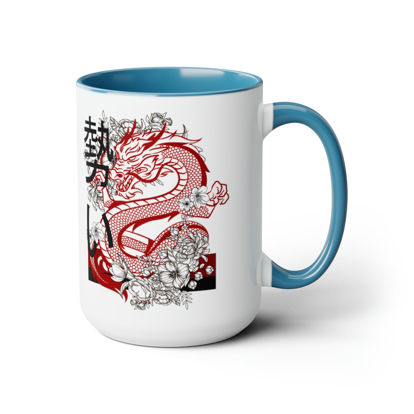 Two-Tone Coffee Mugs, 15oz: Dragons White