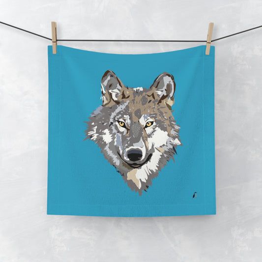 Face Towel: Wolves Turquoise