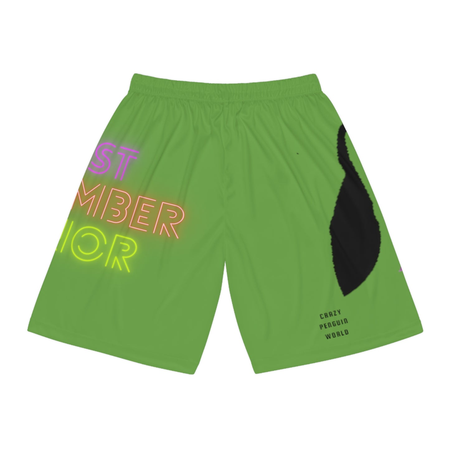 Basketball Shorts: Crazy Penguin World Logo Green