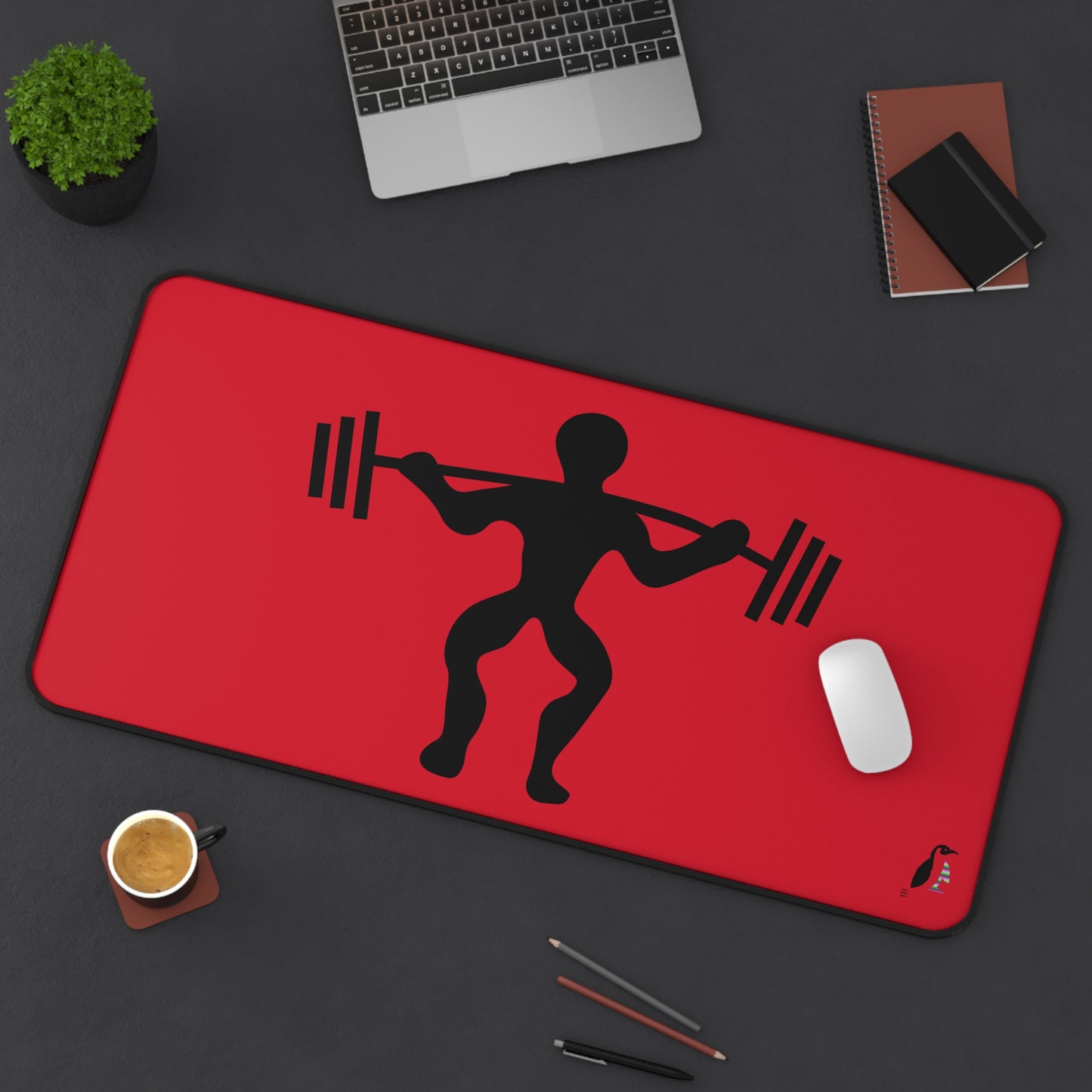 Desk Mat: Weightlifting Dark Red