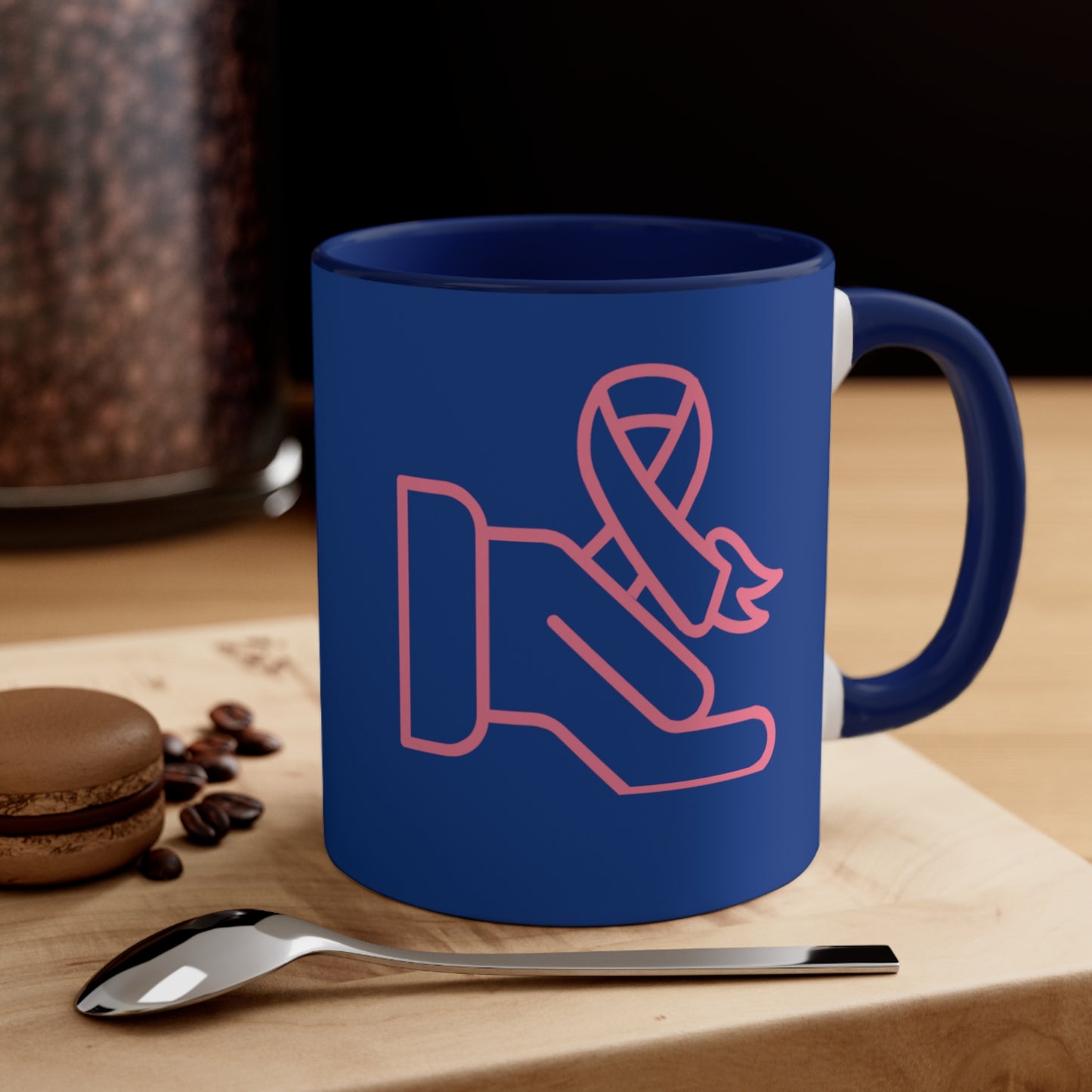 Accent Coffee Mug, 11oz: Fight Cancer Dark Blue