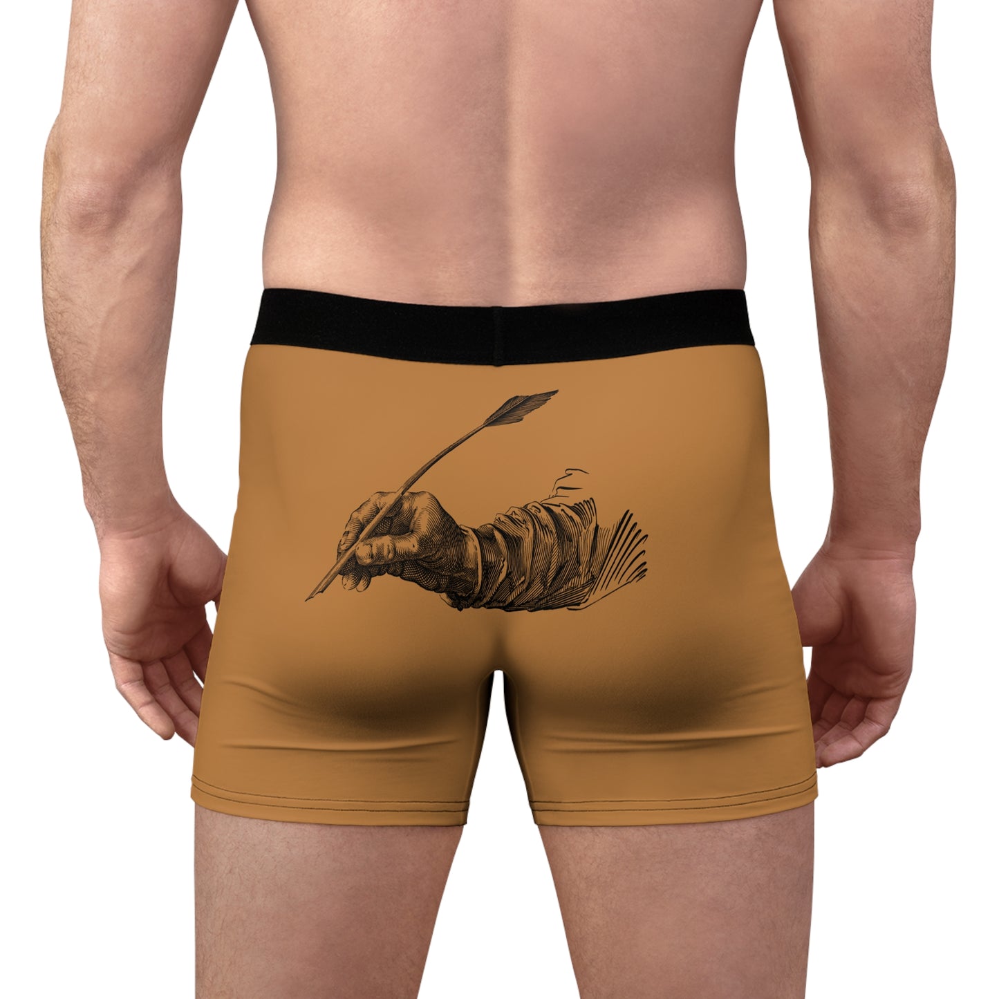 Men's Boxer Briefs: Writing Lite Brown