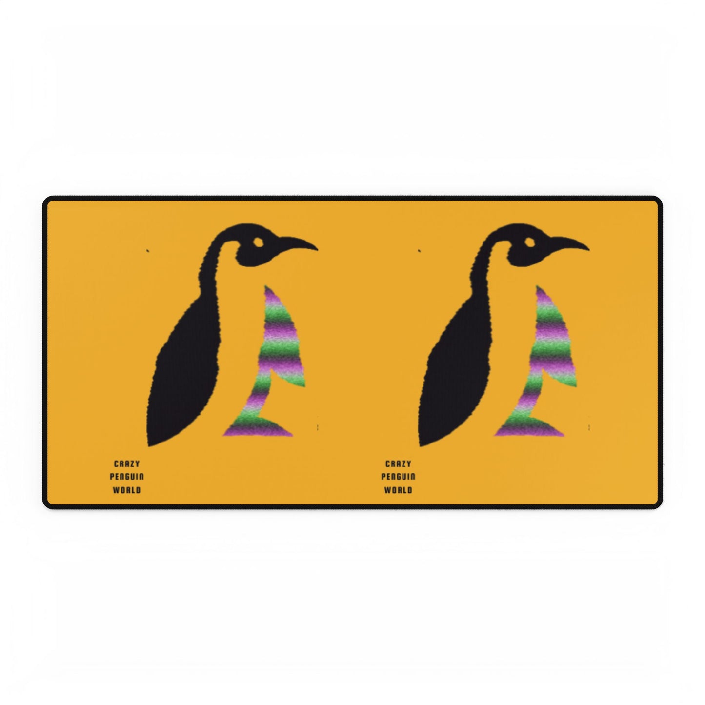 Desk Mats: Crazy Penguin World Logo Yellow