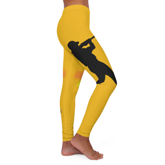 Women's Spandex Leggings: Baseball Yellow