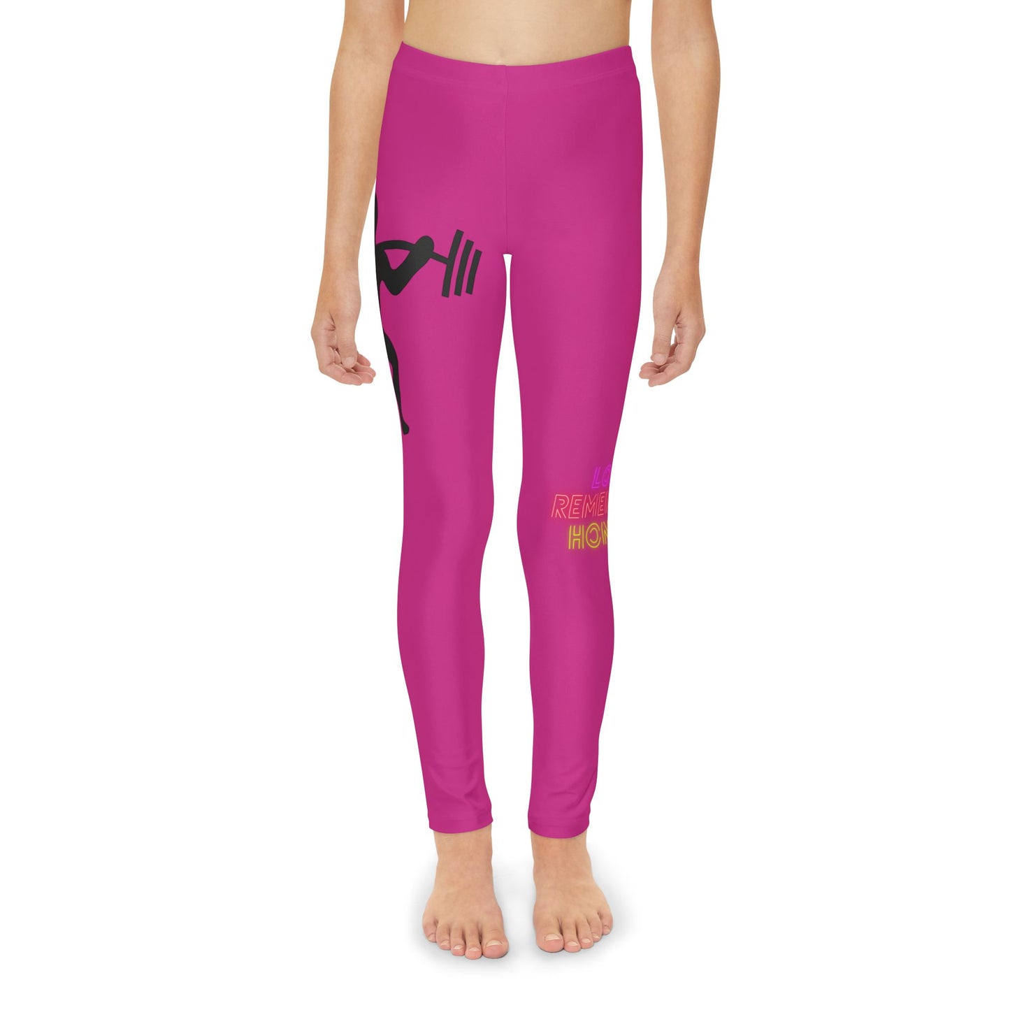 Youth Full-Length Leggings: Weightlifting Pink