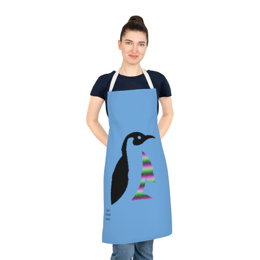 Adult Apron: Crazy Penguin World Logo Lite Blue