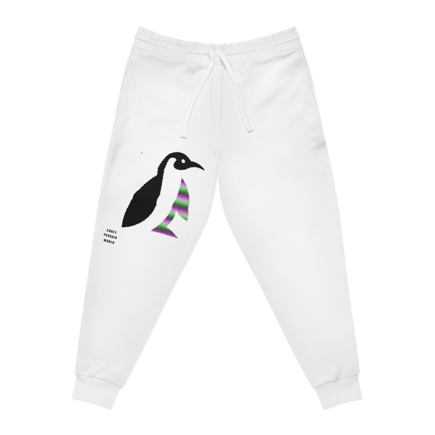 Athletic Joggers: Crazy Penguin World Logo White