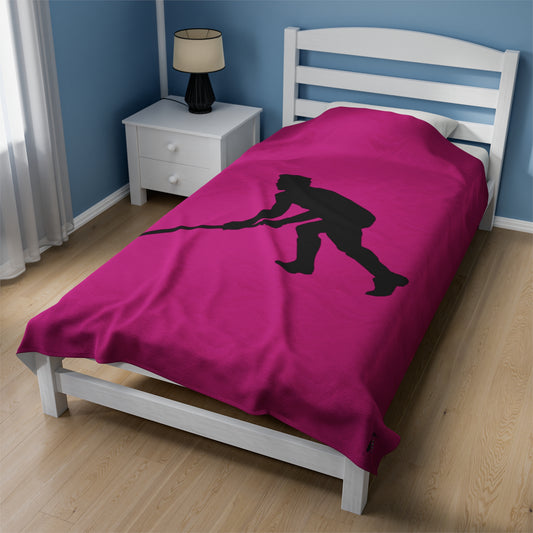 Velveteen Plush Blanket: Hockey Pink