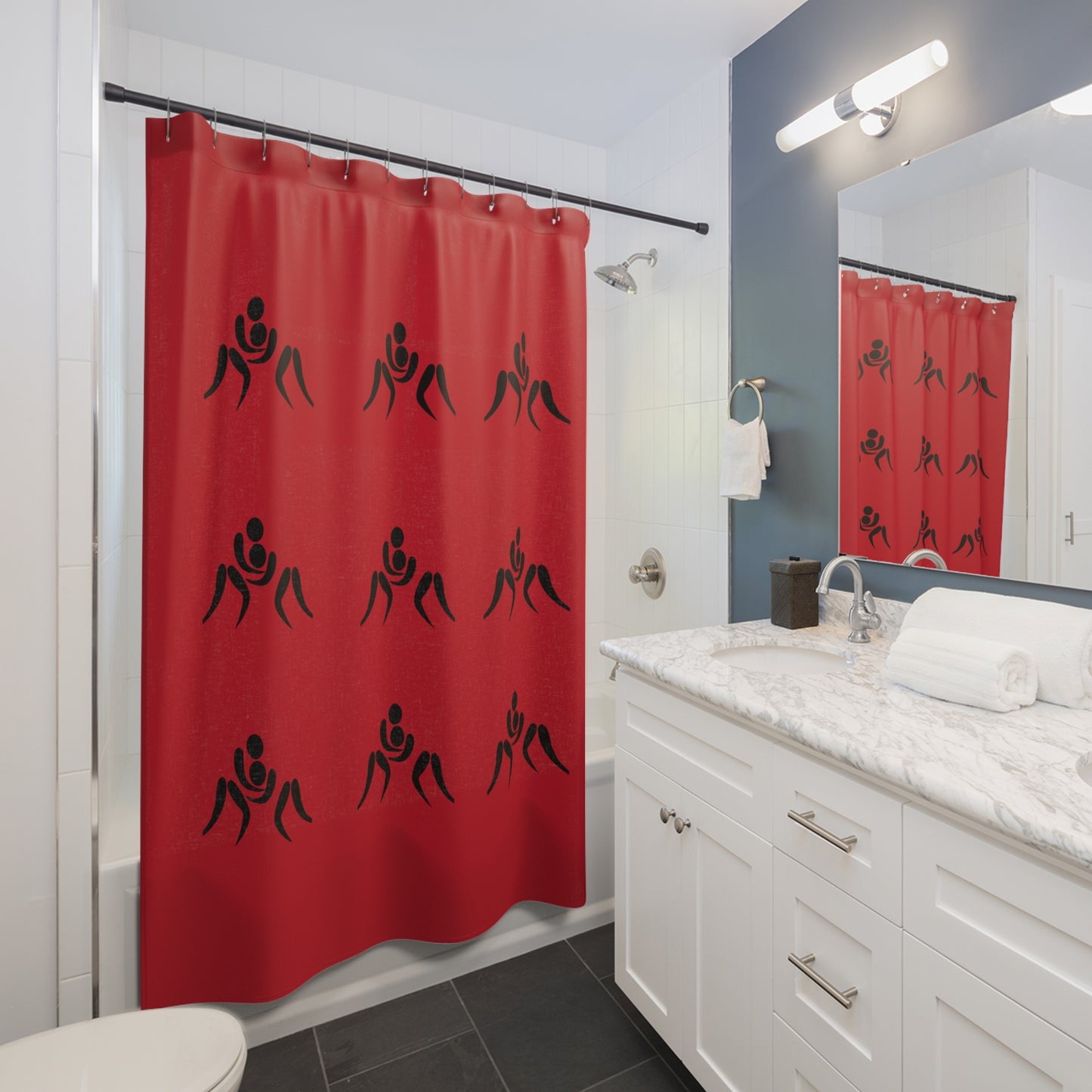 Shower Curtains: #2 Wrestling Dark Red