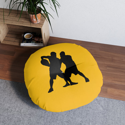 Tufted Floor Pillow, Round: Basketball Yellow