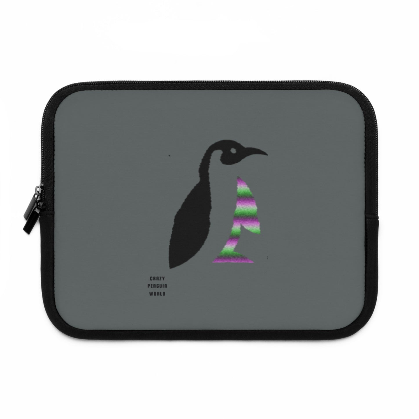 Laptop Sleeve: Crazy Penguin World Logo Dark Grey