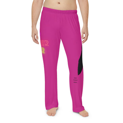 Men's Pajama Pants: Crazy Penguin World Logo Pink