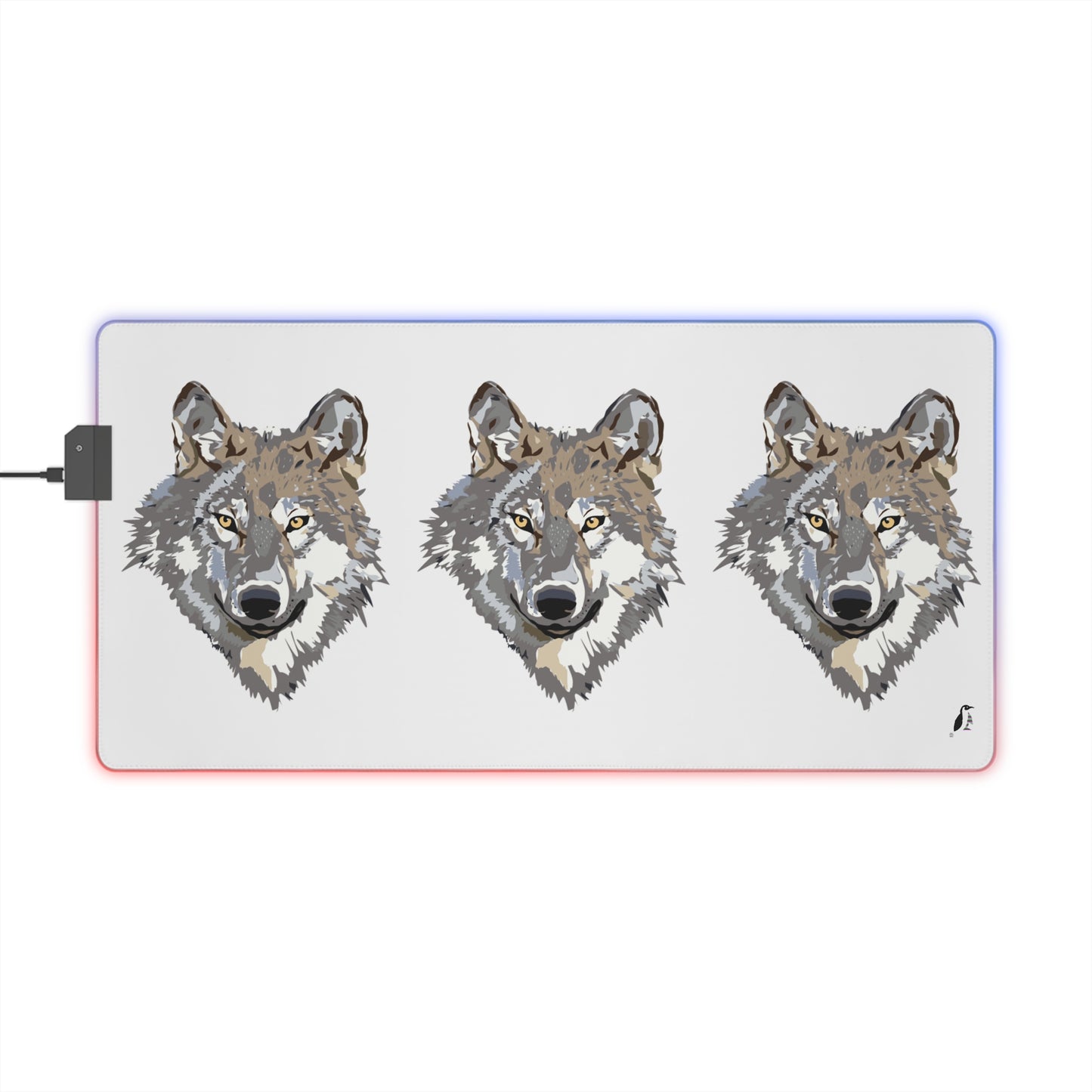 LED Gaming Mouse Pad: Wolves White