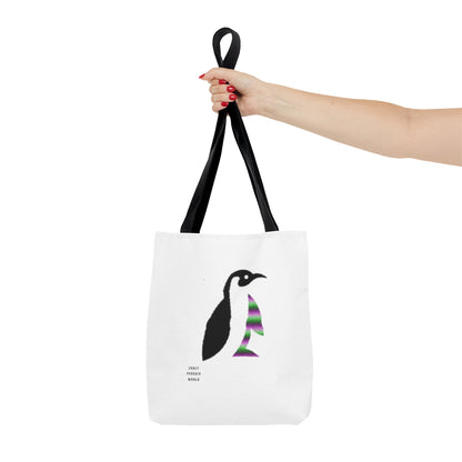 Tote Bag: Crazy Penguin World Logo White