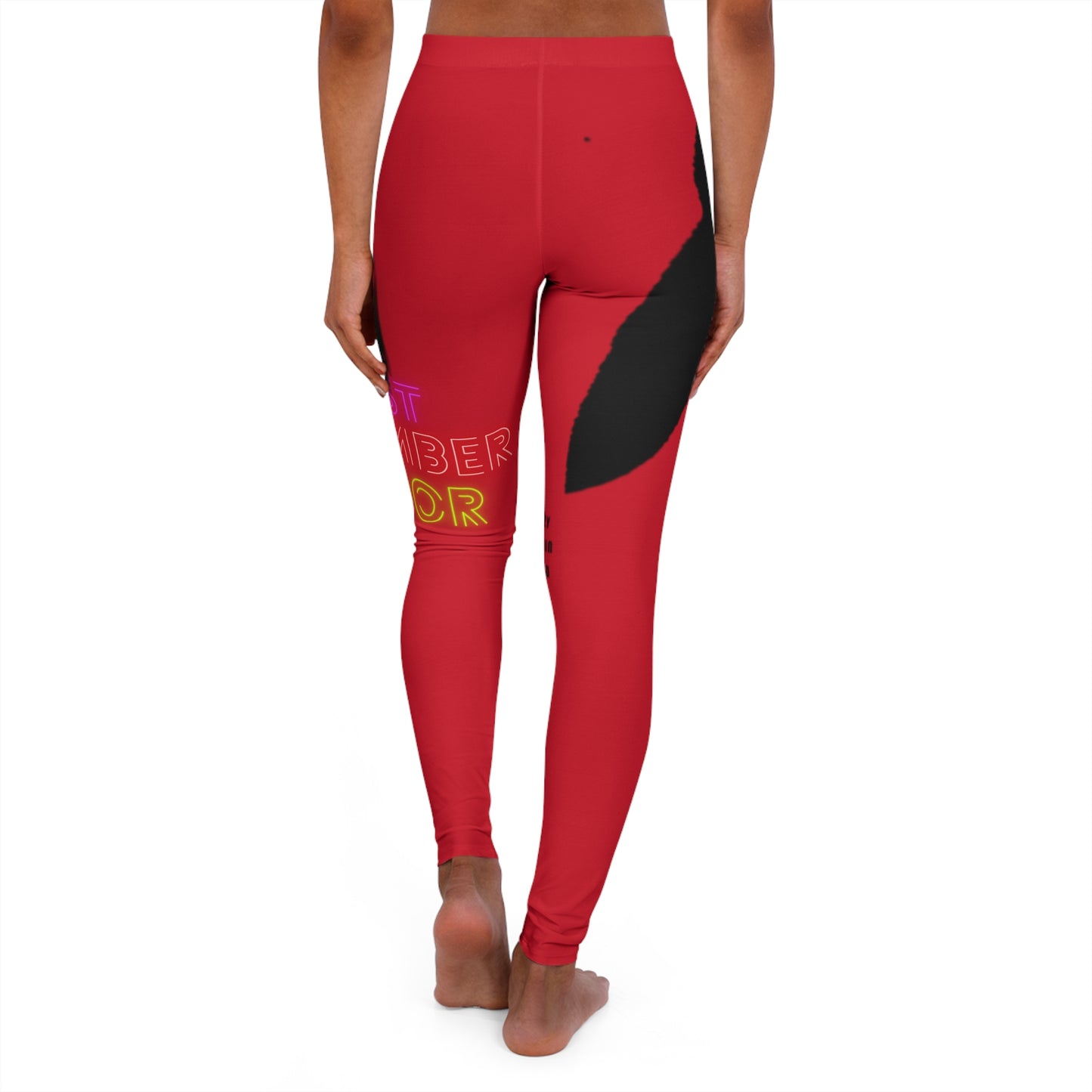 Women's Spandex Leggings: Crazy Penguin World Logo Dark Red