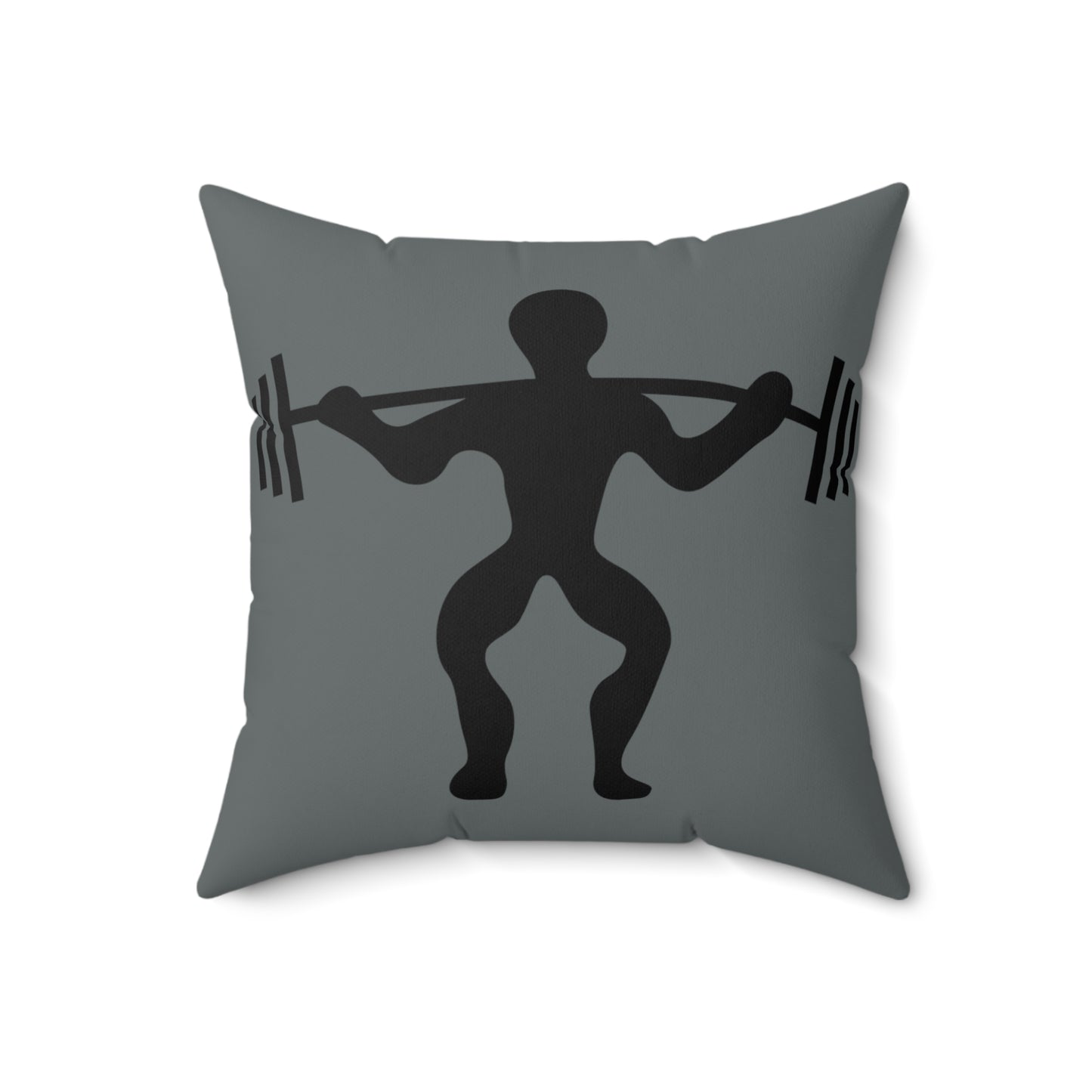Spun Polyester Square Pillow: Weightlifting Dark Grey