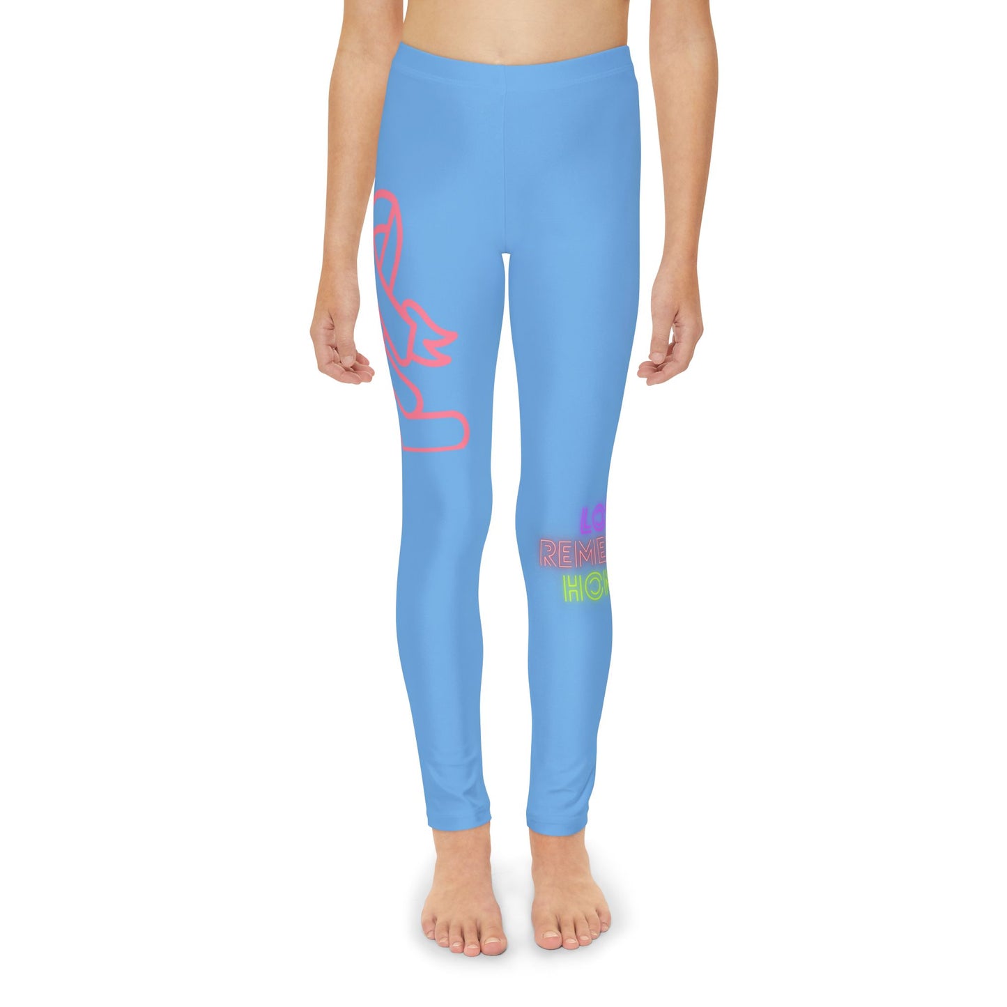 Youth Full-Length Leggings: Fight Cancer Lite Blue