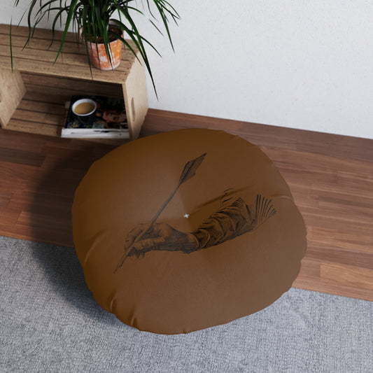 Tufted Floor Pillow, Round: Writing Brown