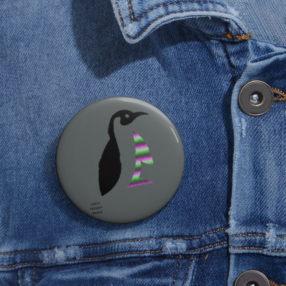 Custom Pin Buttons Crazy Penguin World Logo Dark Grey