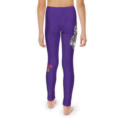 Youth Full-Length Leggings: Wolves Purple